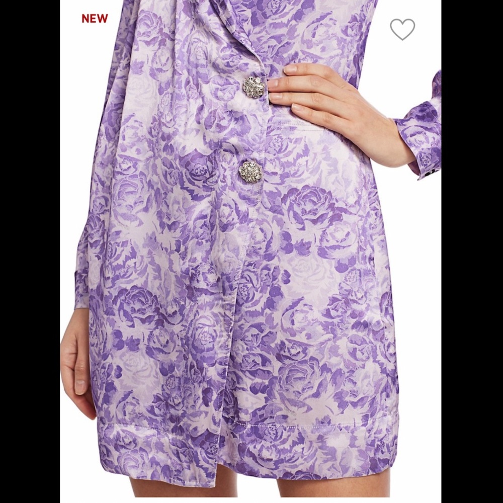 NWT Ganni Long Sleeve Heavy Silk Dress - Picture 7 of 7